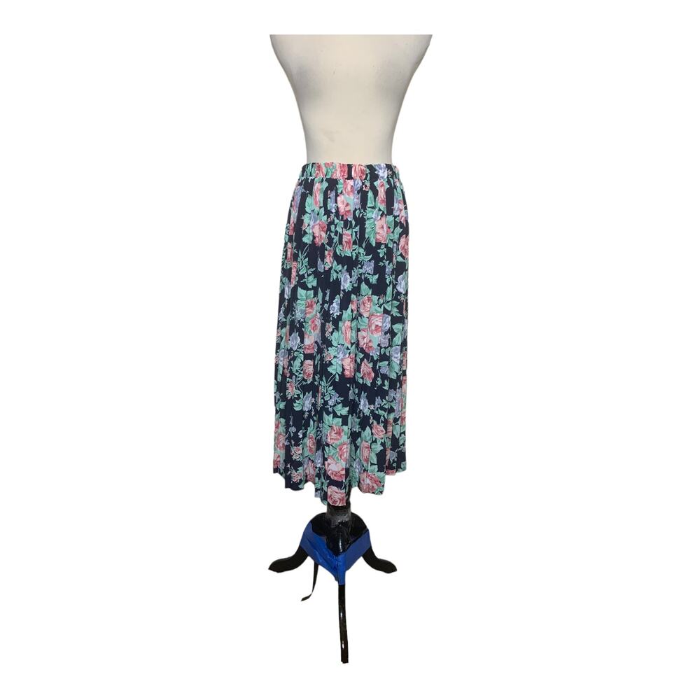 Alfred Dunner vintage floral pleated midi pull on skirt size 12